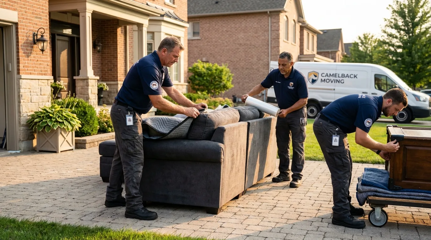 Large estate moving crew wrapping furniture in Palm Harbor, FL