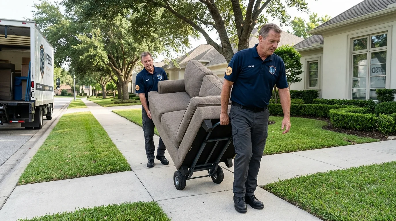 Local residential moving crew loading furniture in Palm Harbor, FL